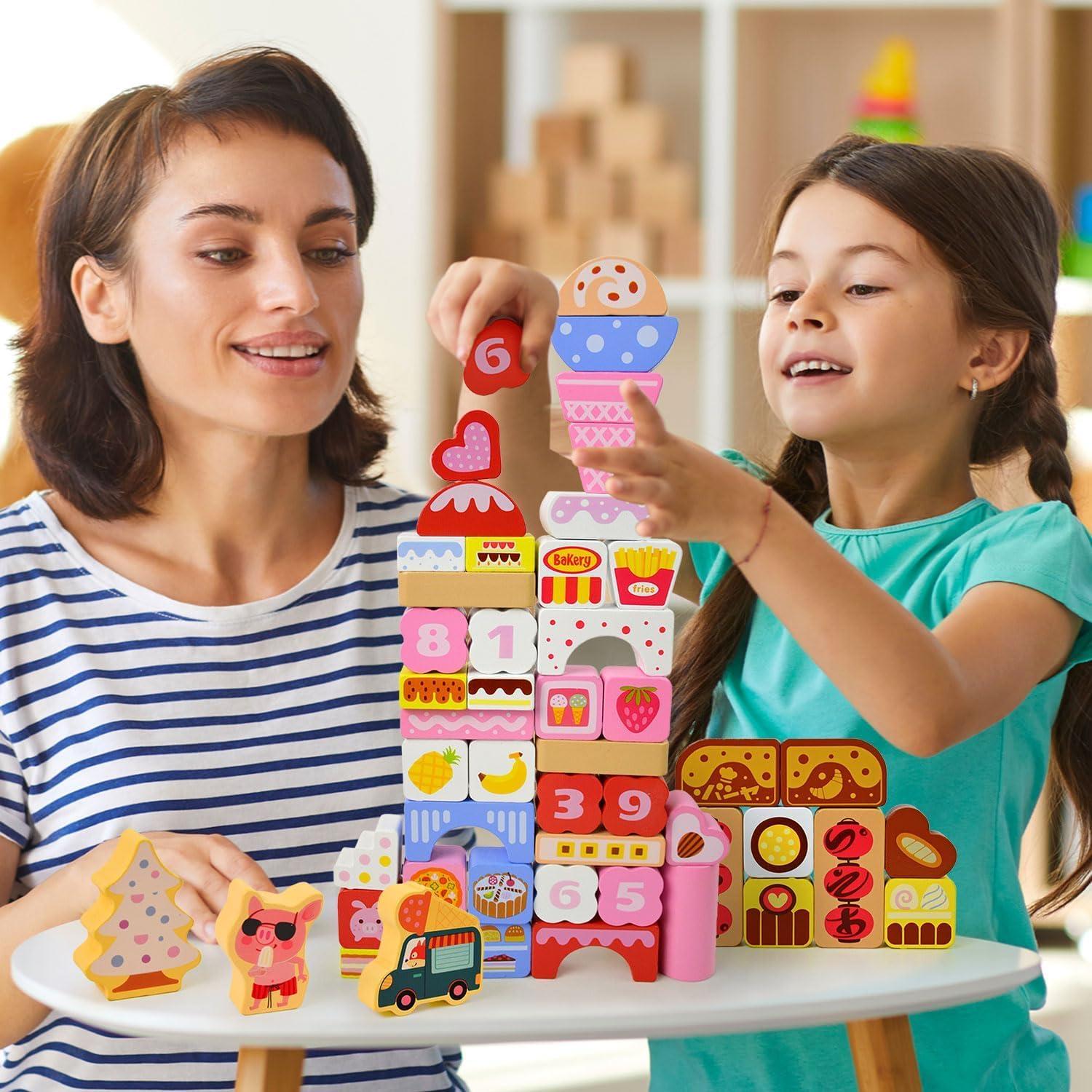 Juguete de helado de madera Vileafy 116PCS bloques Montessori