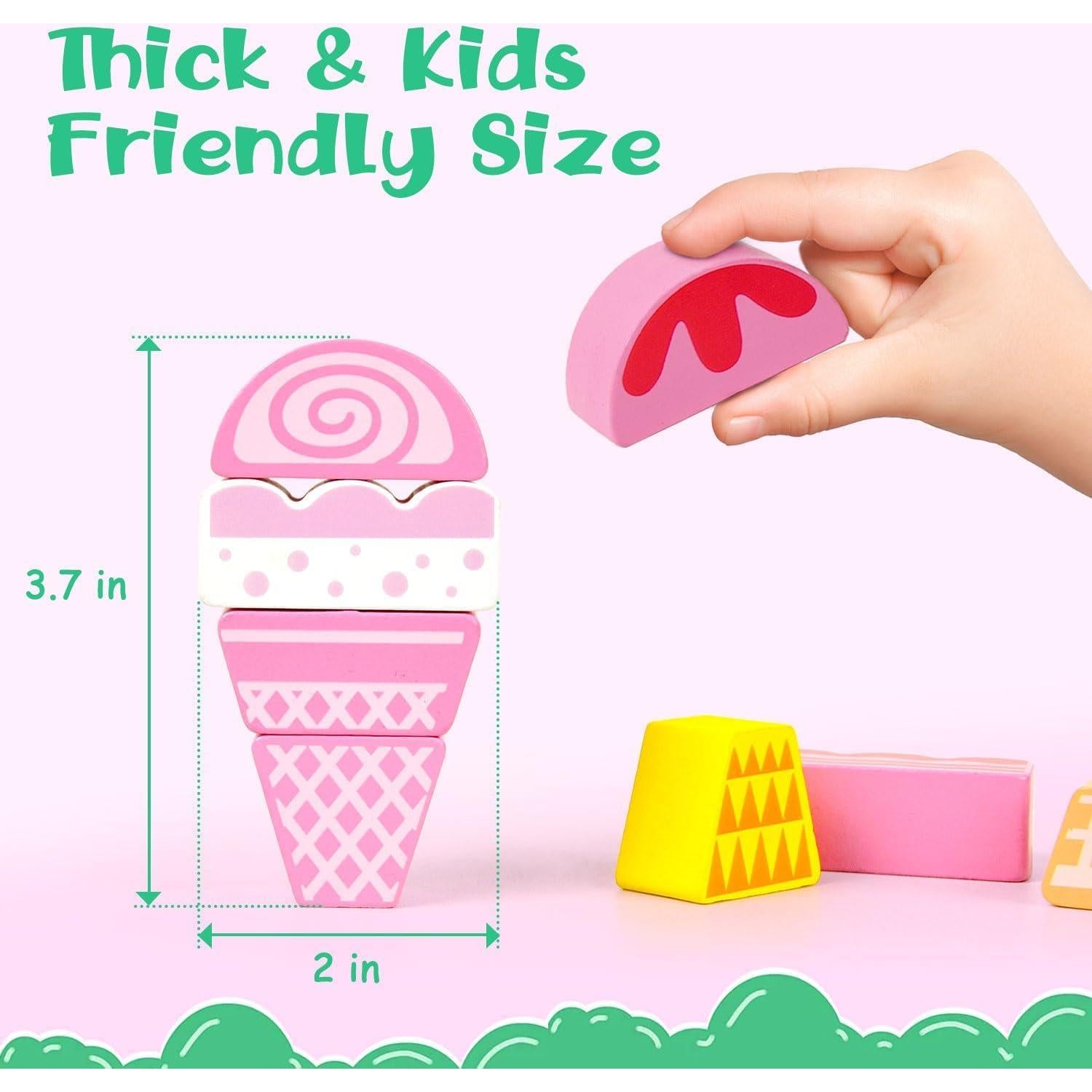 Juguete de helado de madera Vileafy 116PCS bloques Montessori