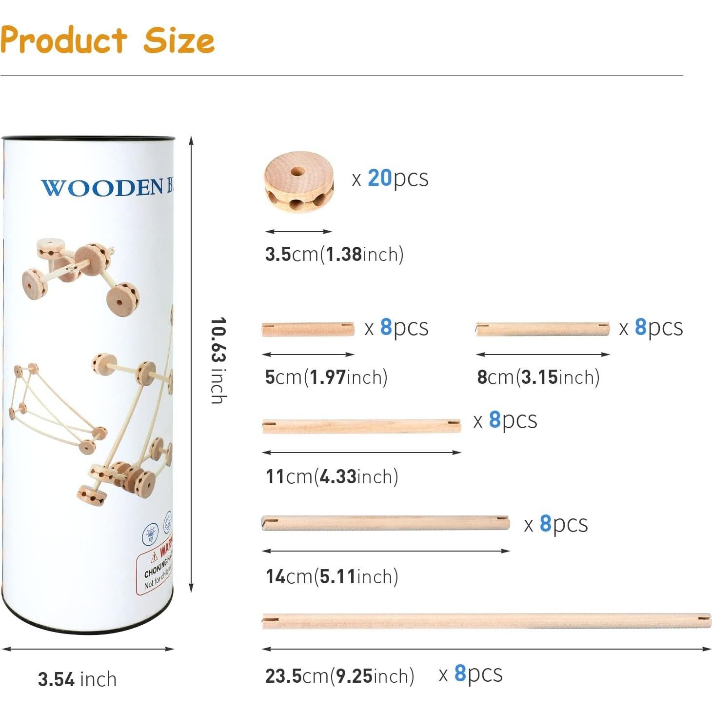Bloques de Construcción de Madera WODI 60 Piezas para Niños