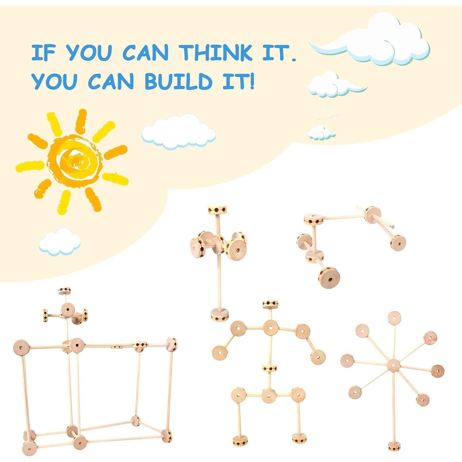 Bloques de Construcción de Madera WODI 60 Piezas para Niños