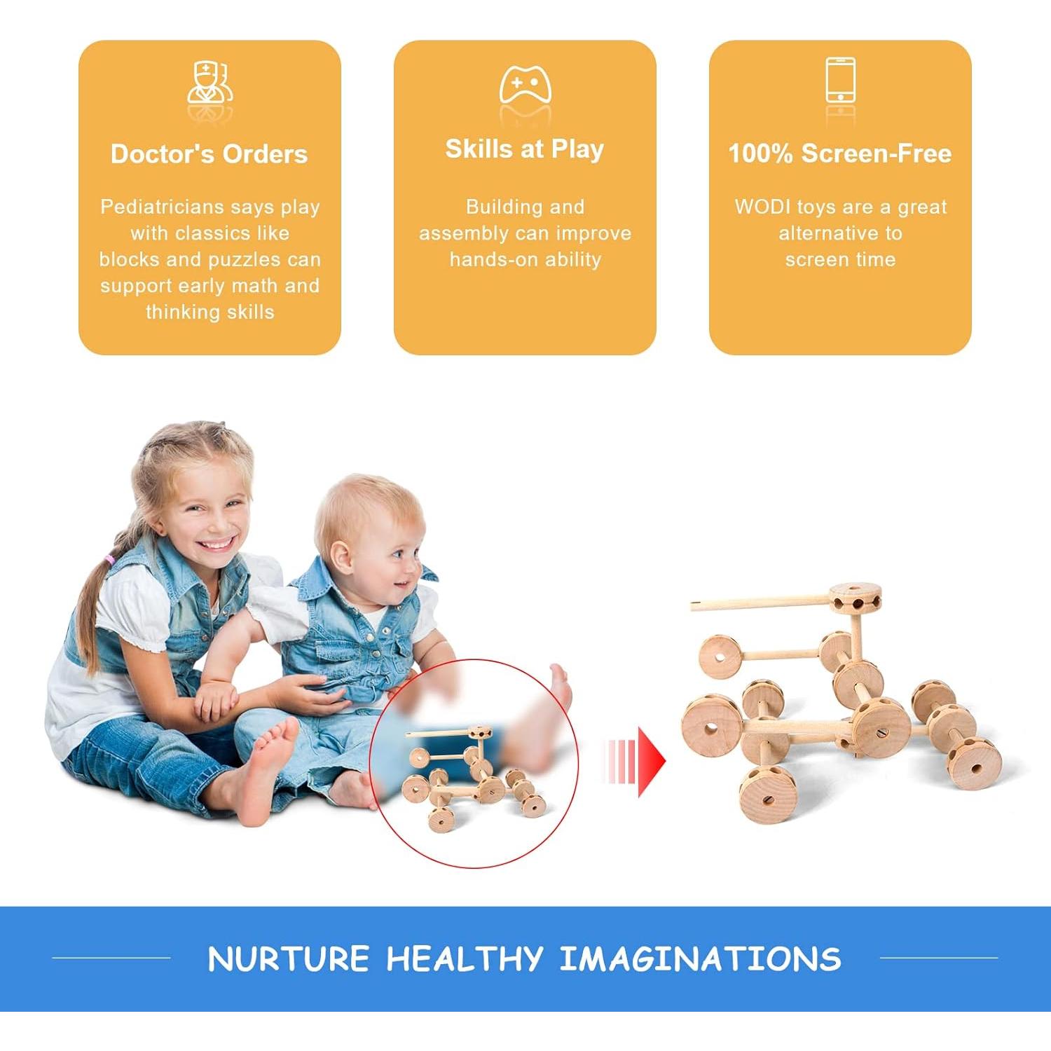 Bloques de Construcción de Madera WODI 60 Piezas para Niños