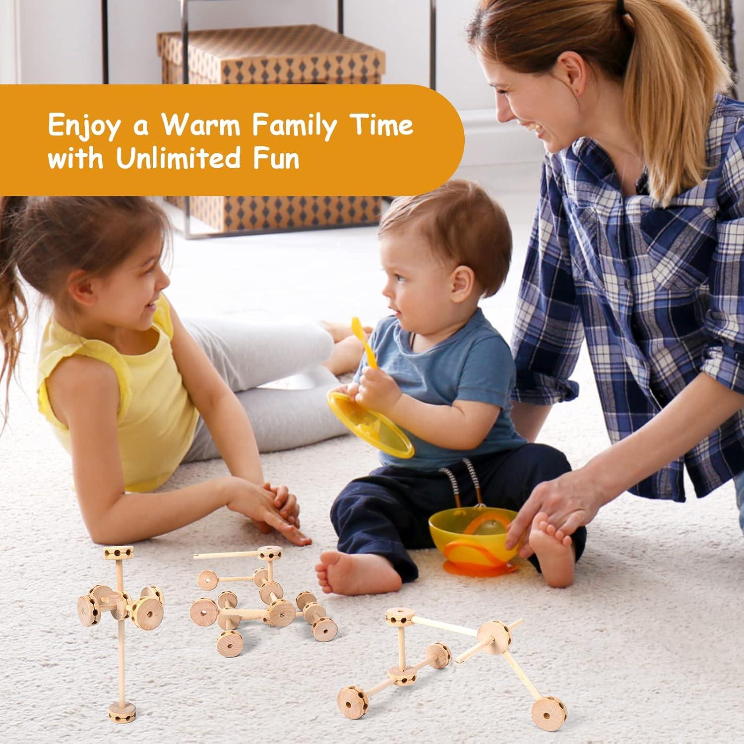 Bloques de Construcción de Madera WODI 60 Piezas para Niños