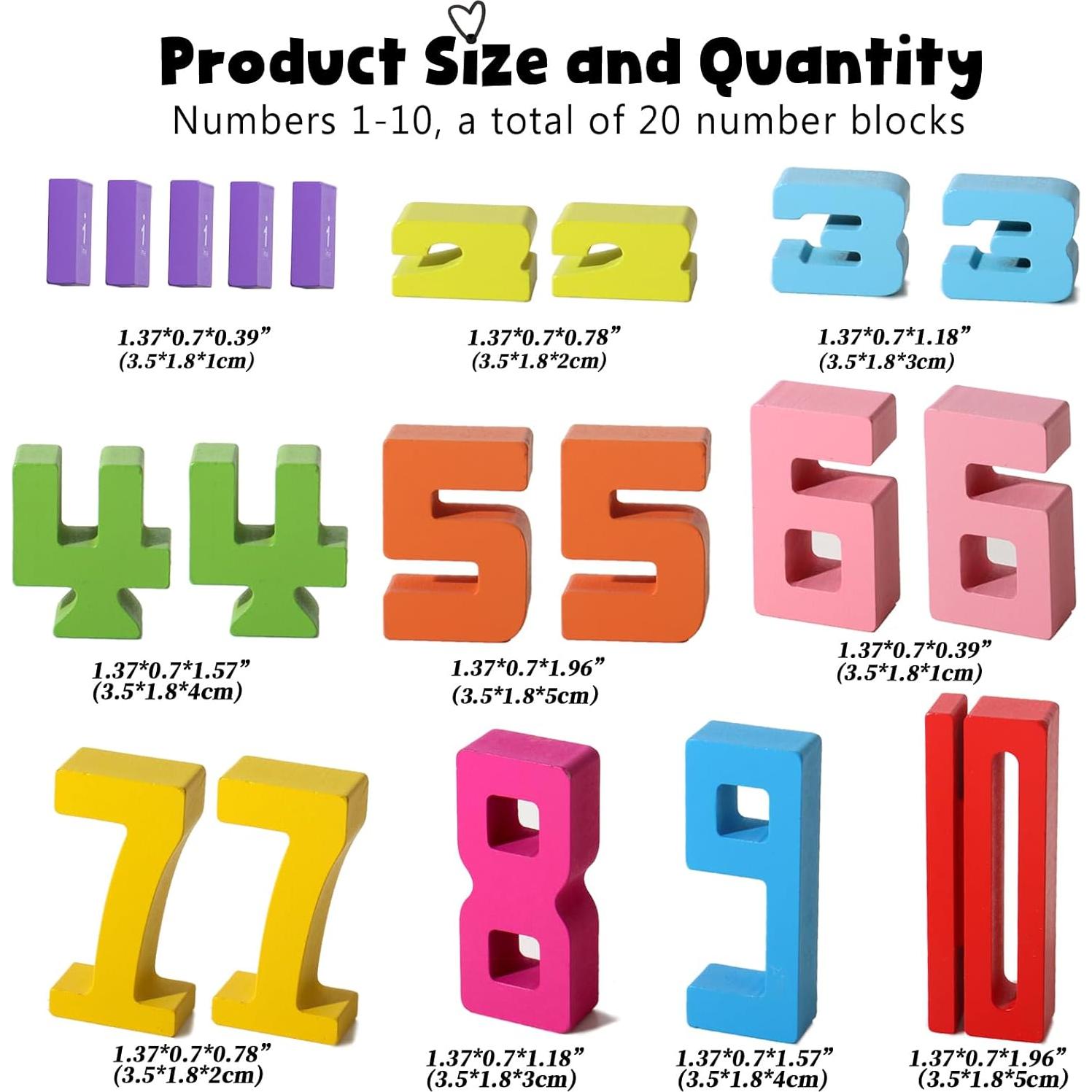 Bloques de Construcción de Números de Madera BESTAMTOY 20 Piezas