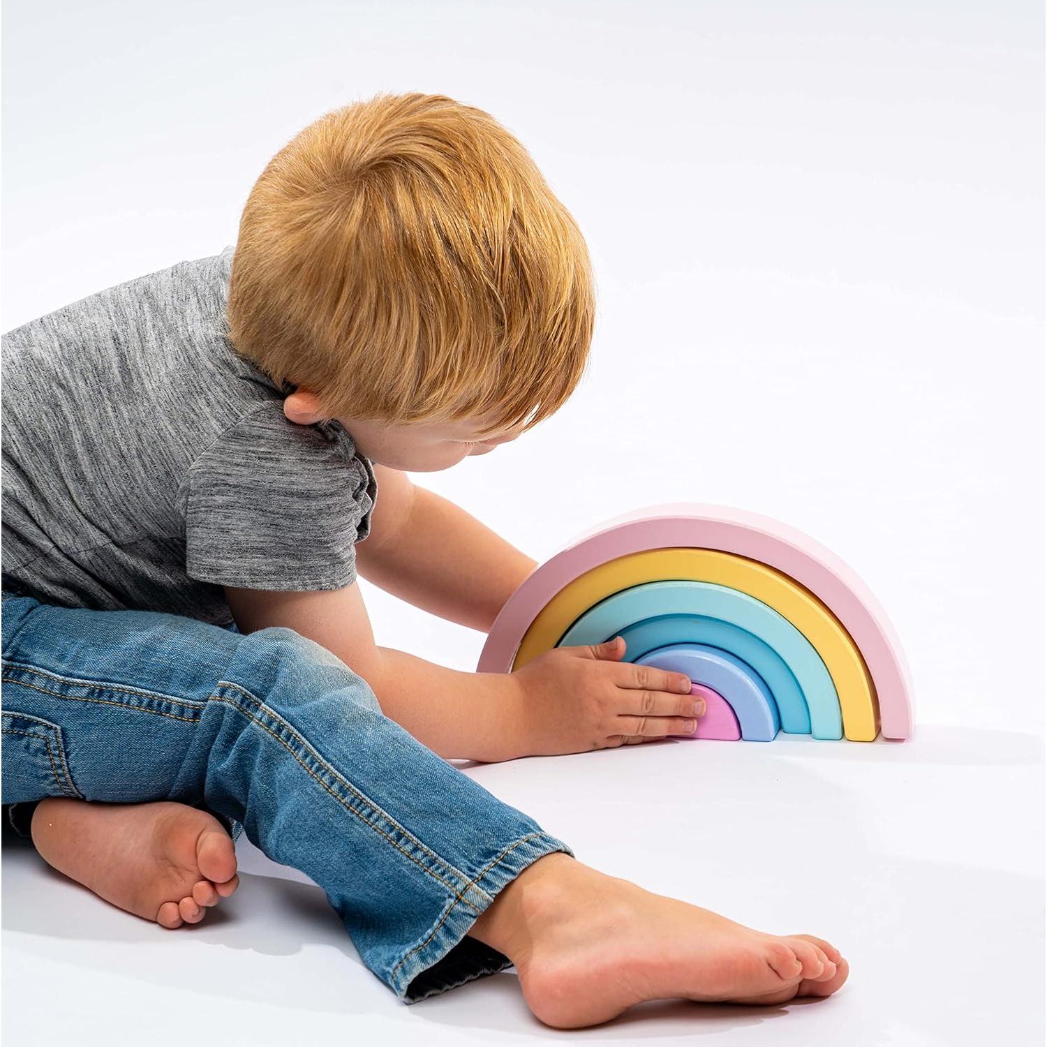 Bloques de Madera JumpOff Jo - Set Arcoíris 6 Piezas Montessori