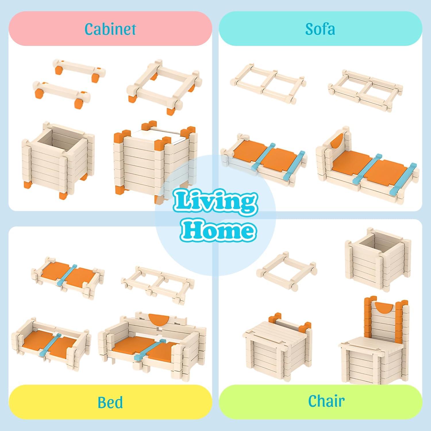 122 Piezas Bloques de Construcción de Madera Taimimy para Niños