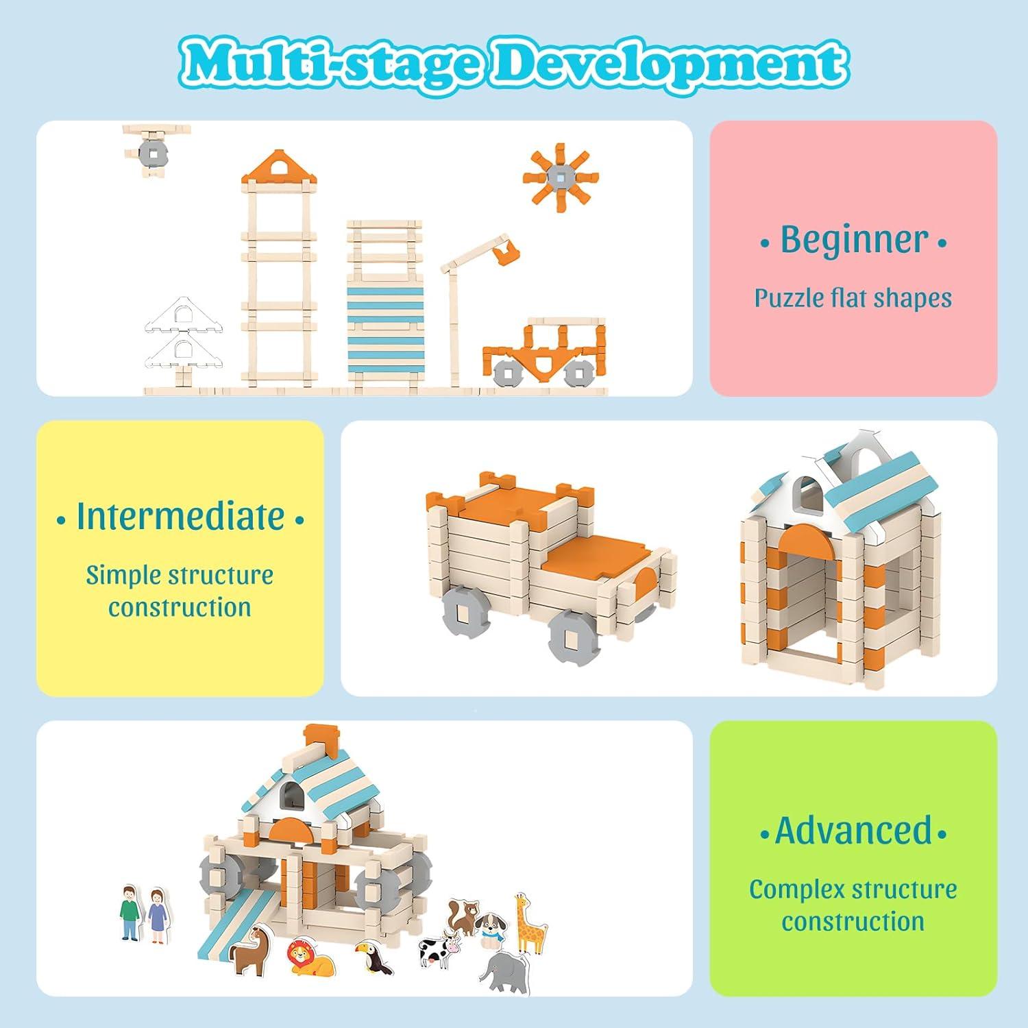 122 Piezas Bloques de Construcción de Madera Taimimy para Niños