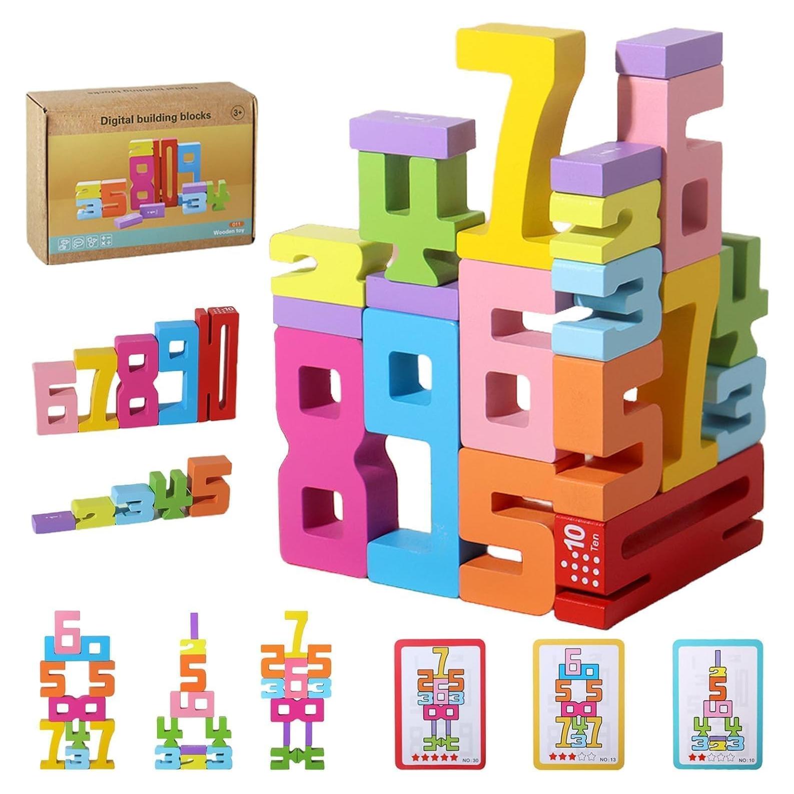 Bloques de Construcción de Números de Madera DDEV92 - 20 Piezas