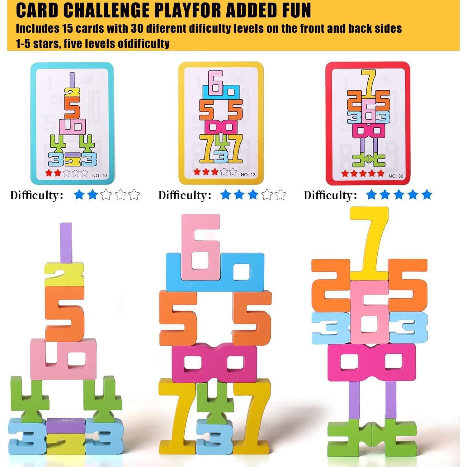 Bloques de Construcción de Números de Madera DDEV92 - 20 Piezas