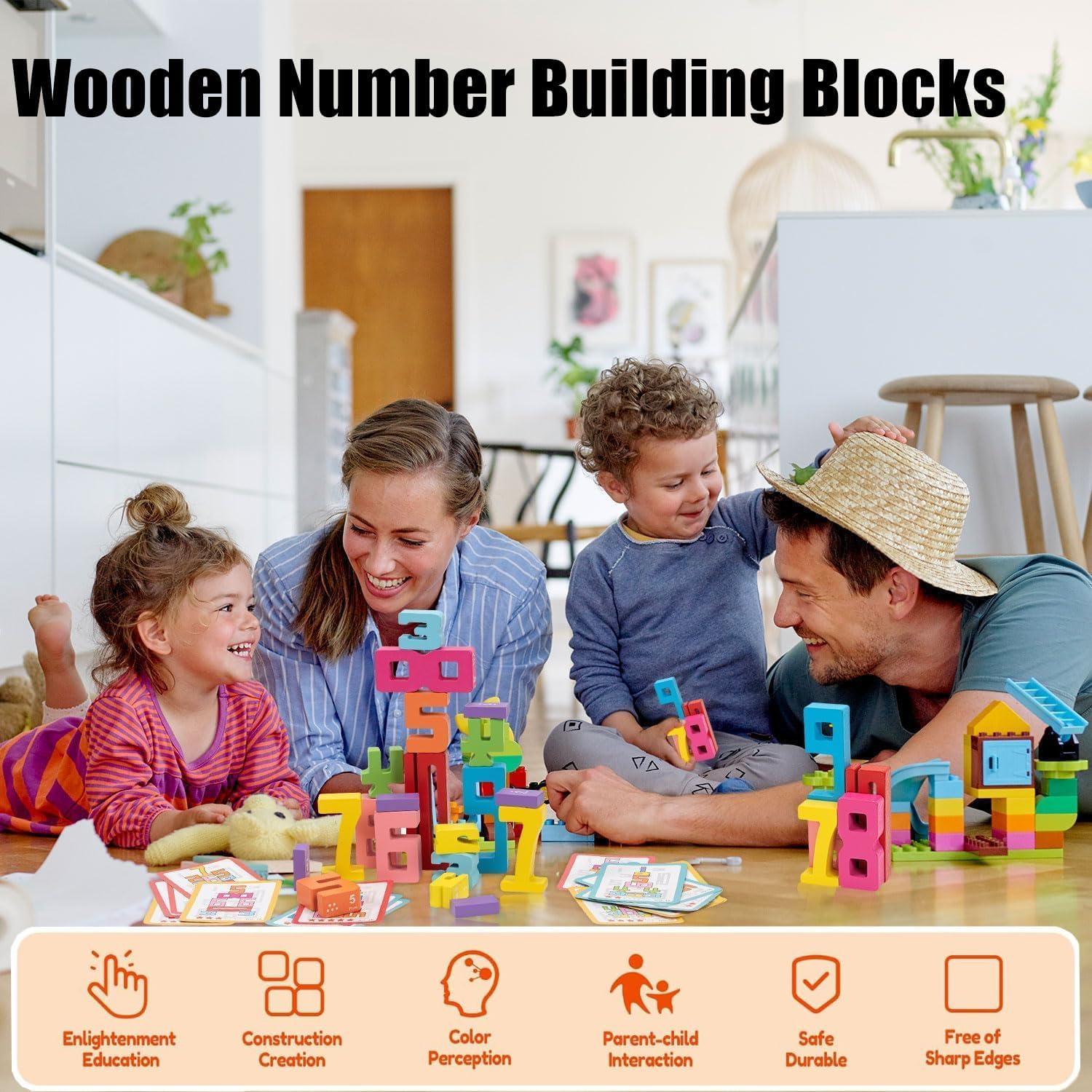 Bloques de Construcción de Números de Madera DDEV92 - 20 Piezas