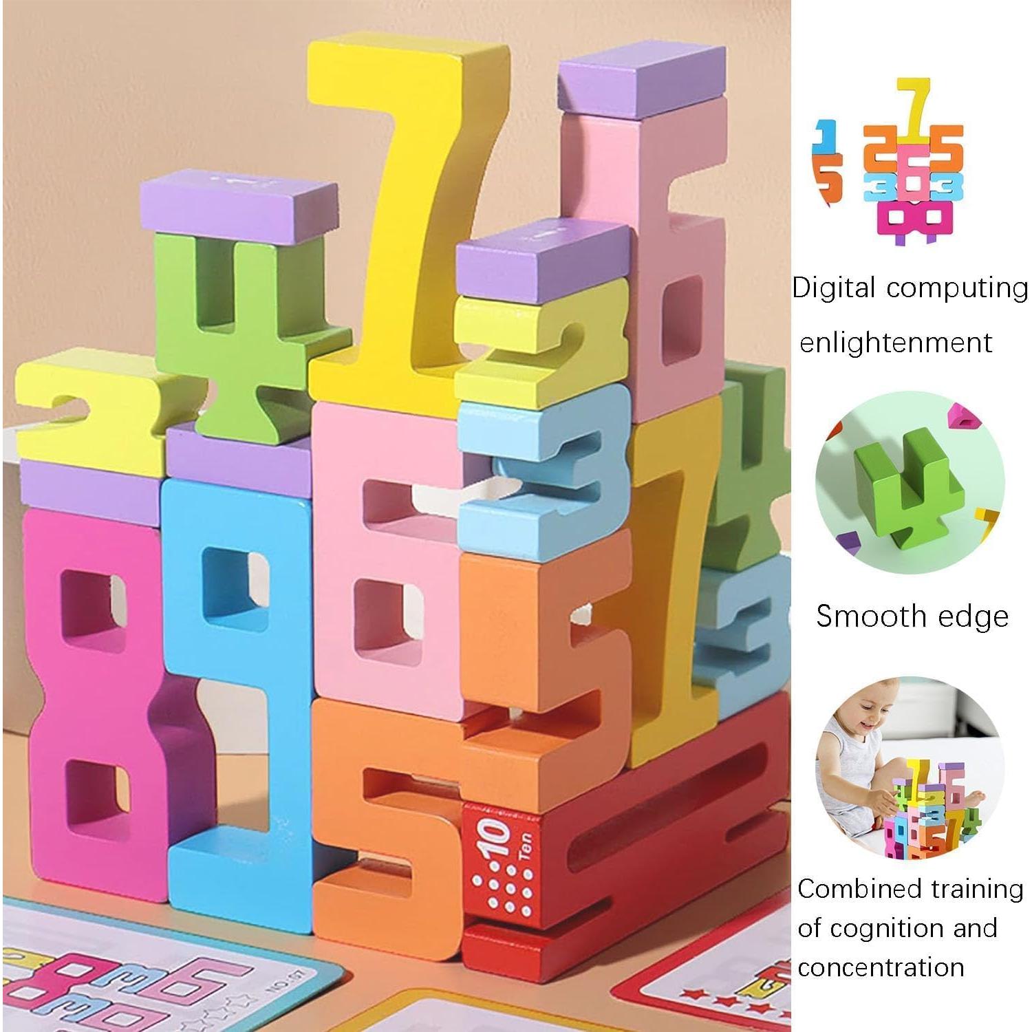 Bloques de Construcción de Números de Madera DDEV92 - 20 Piezas