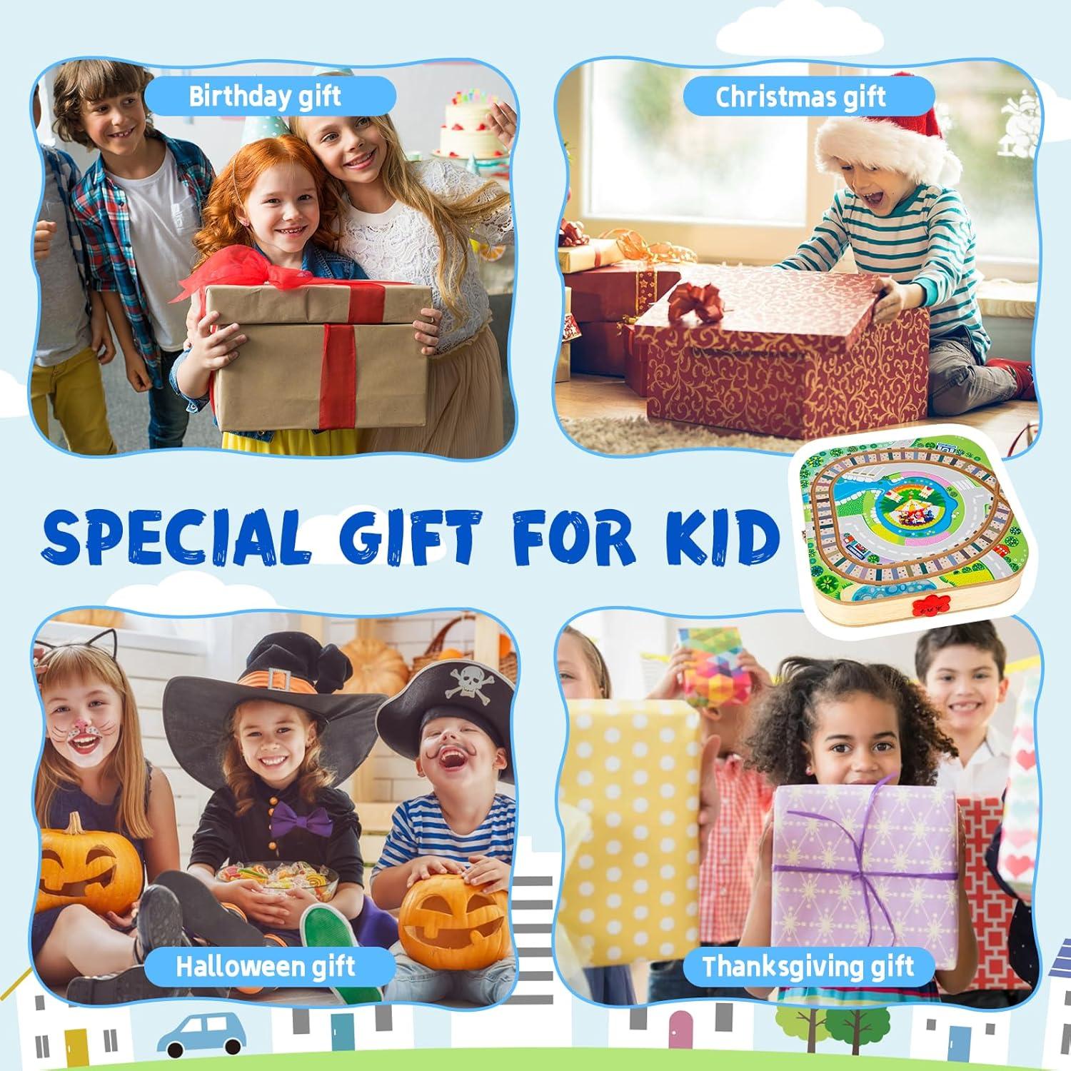 Mesa de Madera Adena Montessori con Tren y 84 Bloques