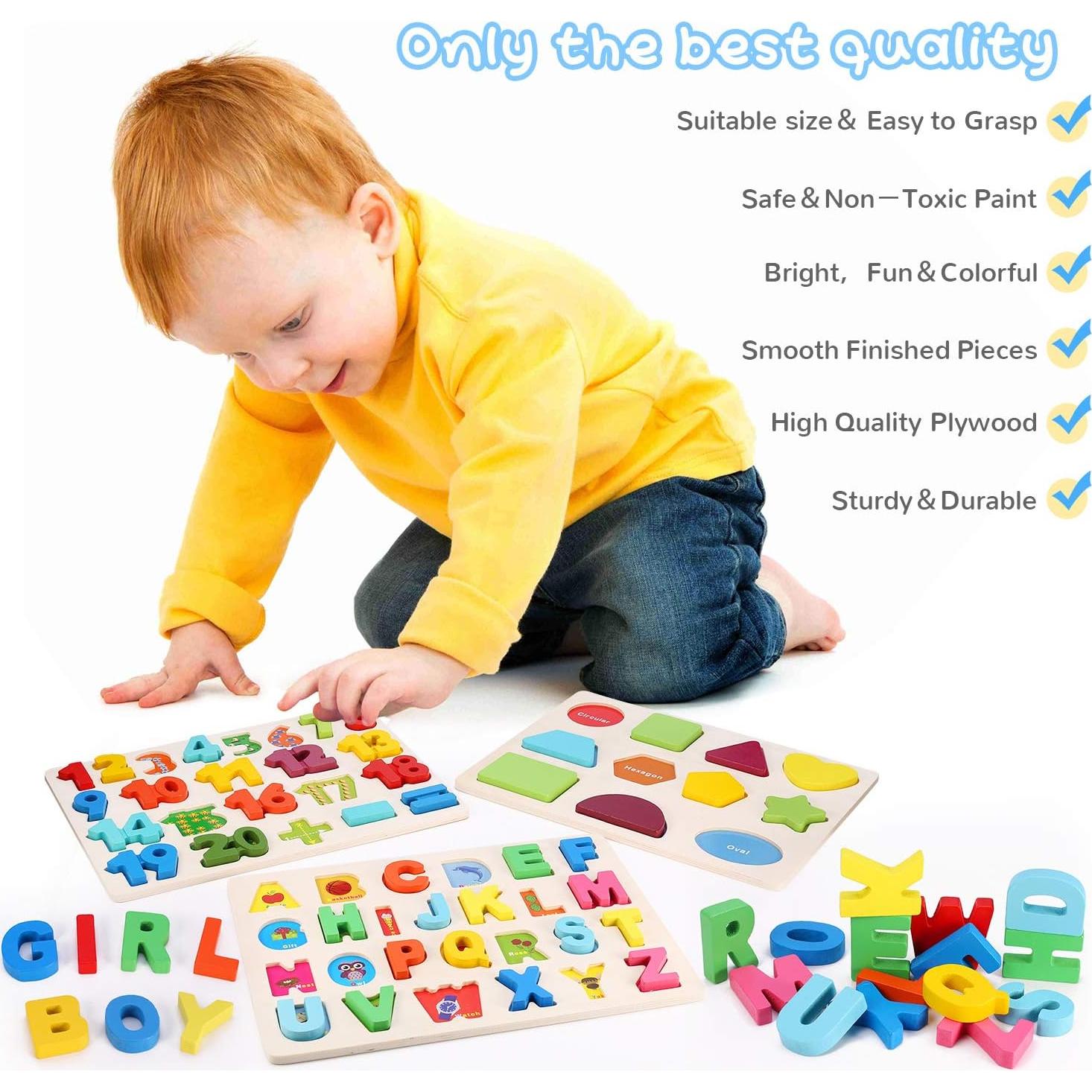 Rompecabezas de Madera 3 en 1 Kesletney para Niños 3-5 Años