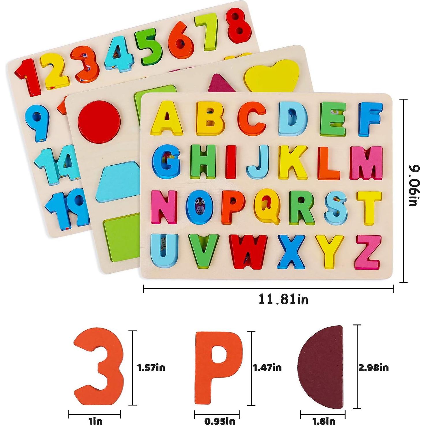 Rompecabezas de Madera 3 en 1 Kesletney para Niños 3-5 Años