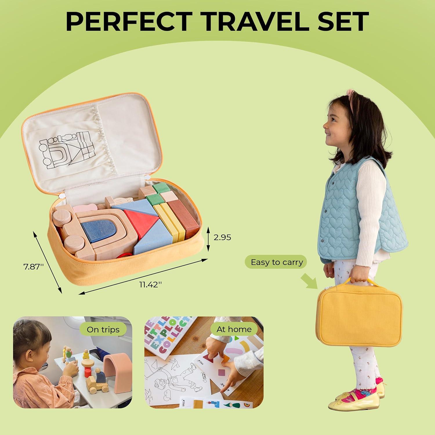 Bloques de Construcción de Madera AVDAR Set de Viaje 30 Piezas