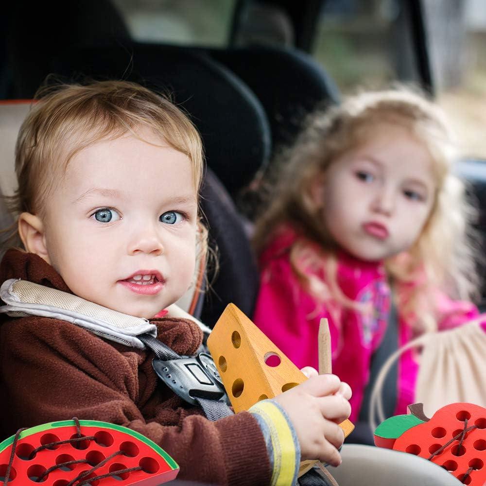 Juguete de Enhebrar de Madera Montessori - 3 Años - 3 Frutas
