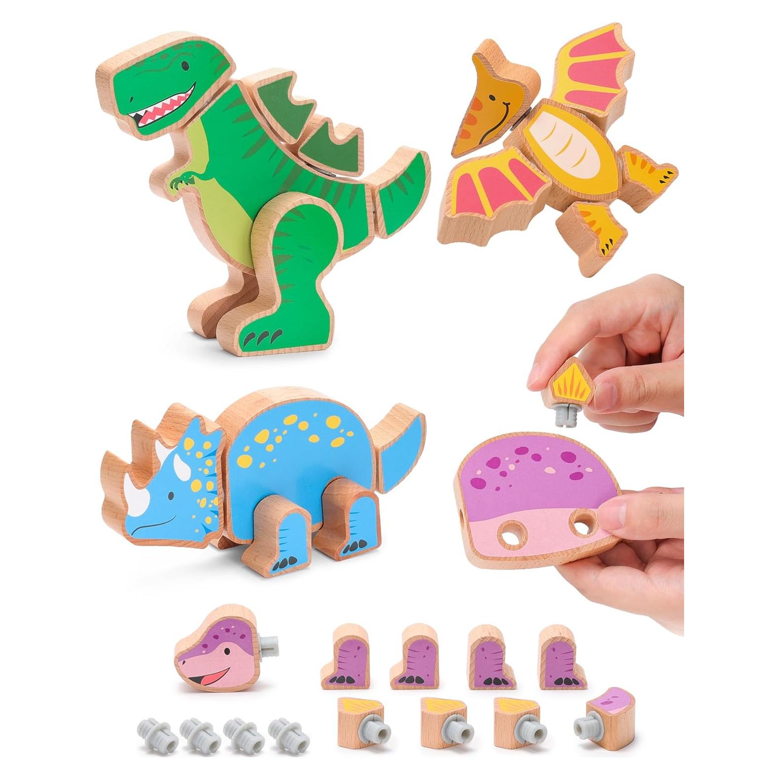Juguete de Construcción de Madera SainSmart Jr. Dinosaurios 4 Piezas