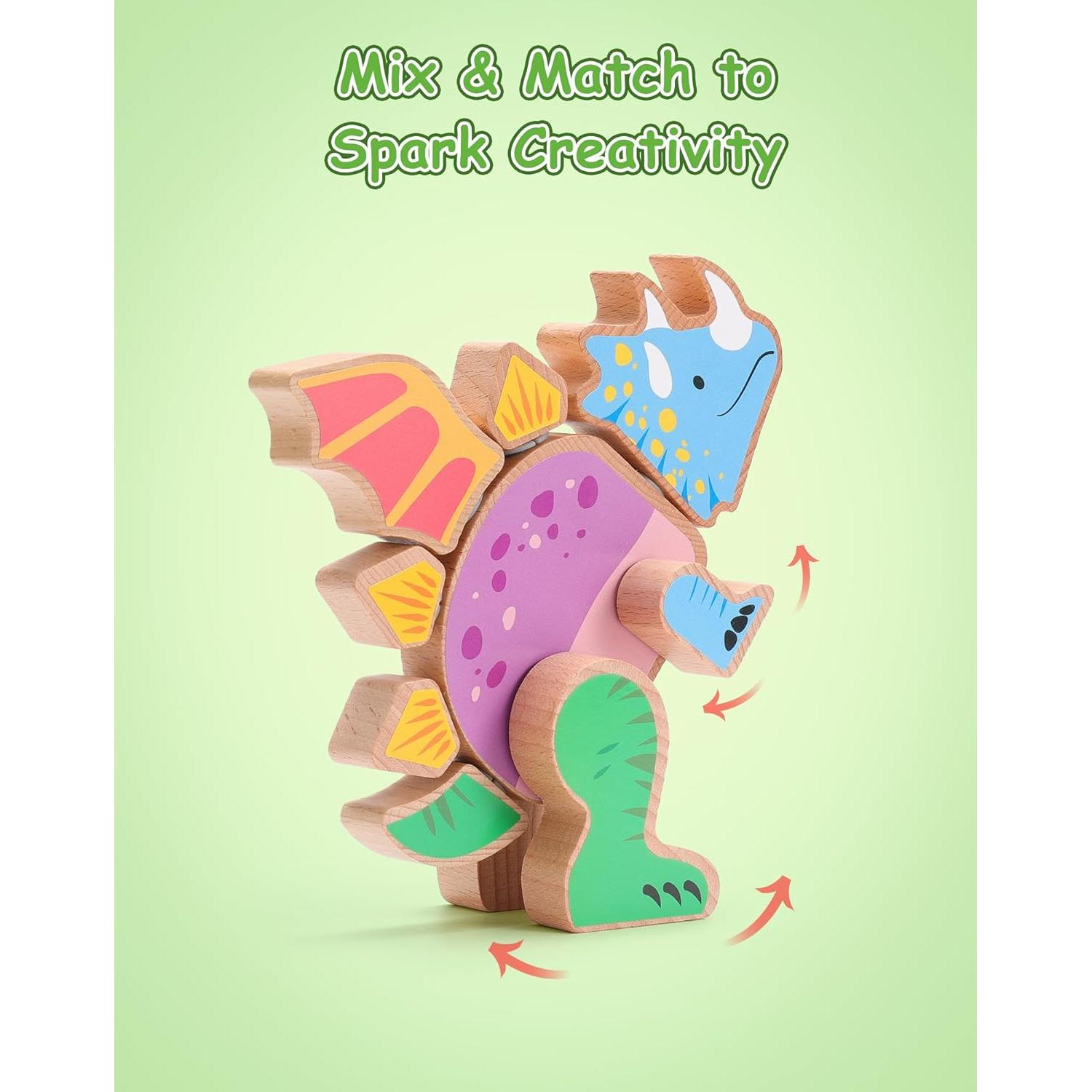 Juguete de Construcción de Madera SainSmart Jr. Dinosaurios 4 Piezas