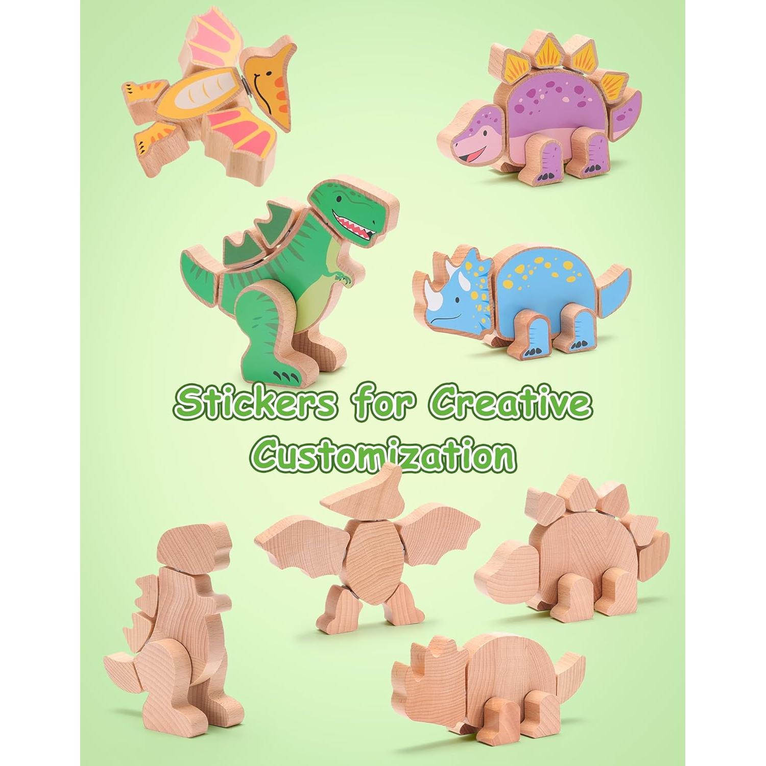 Juguete de Construcción de Madera SainSmart Jr. Dinosaurios 4 Piezas