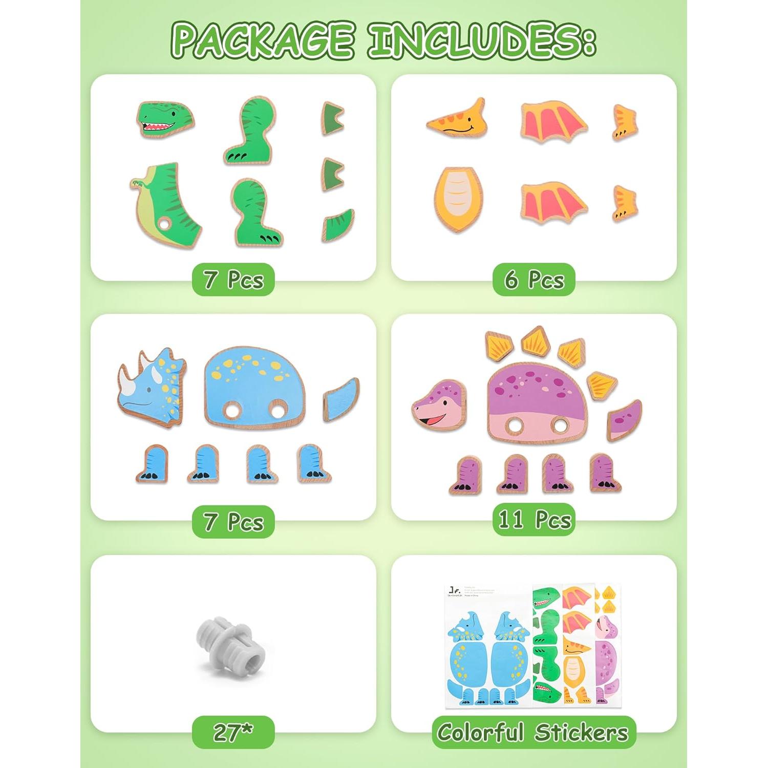 Juguete de Construcción de Madera SainSmart Jr. Dinosaurios 4 Piezas