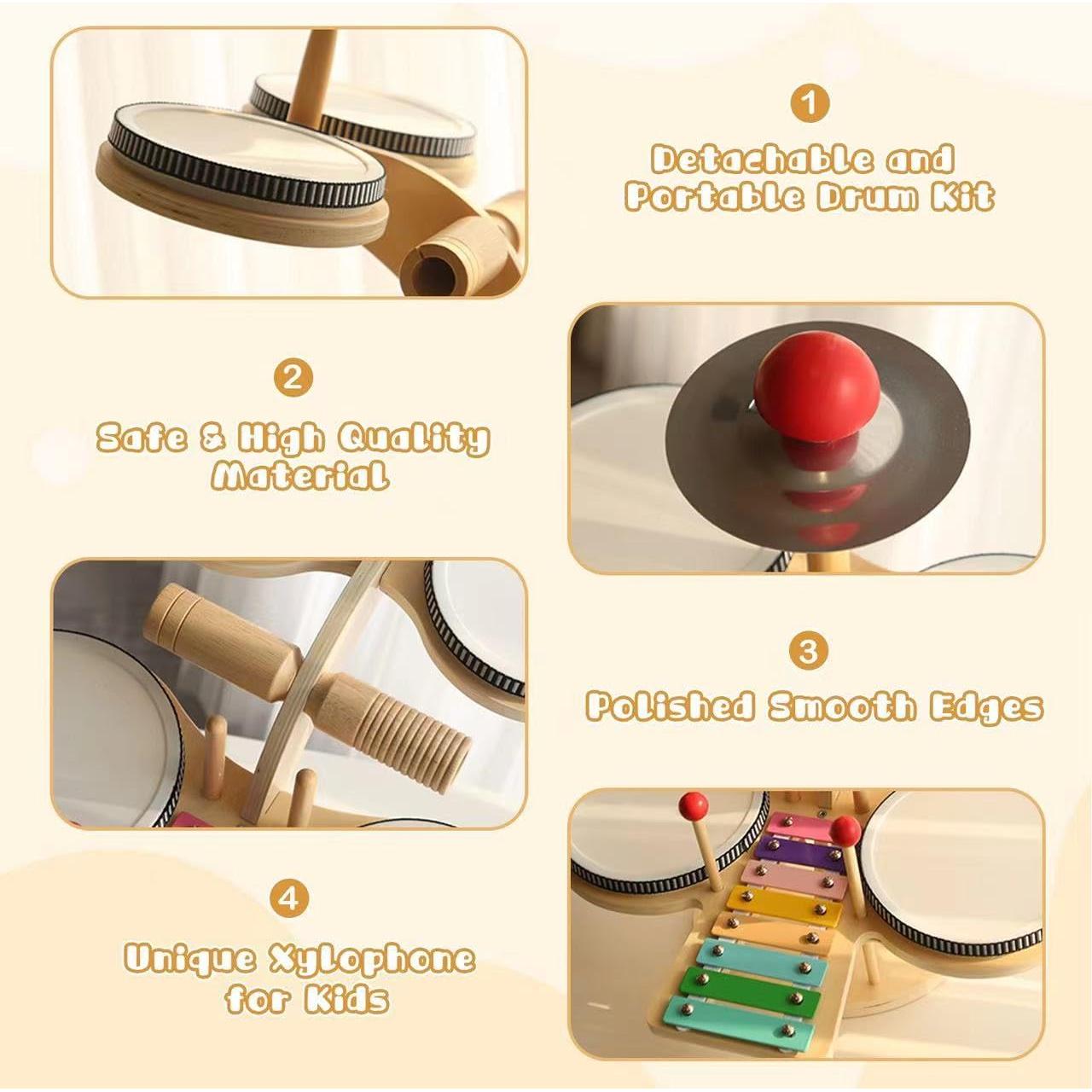 Juego de Batería Infantil Twood 7 en 1 Musical Montessori