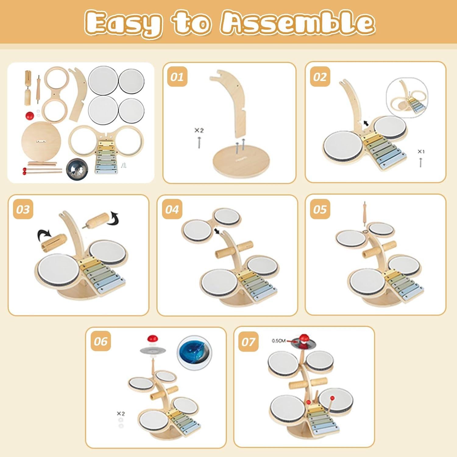 Juego de Batería Infantil Twood 7 en 1 Musical Montessori