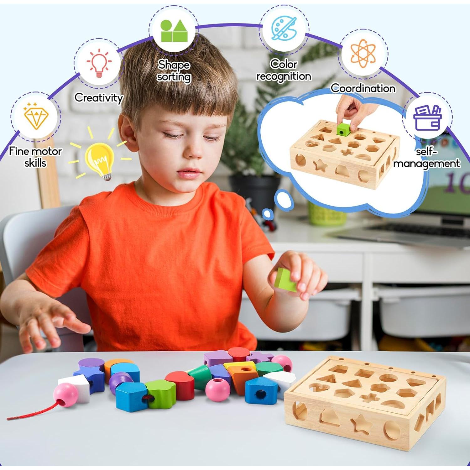 Juguete Educativo de Madera Montessori ZGIMI 3 en 1 para Niños