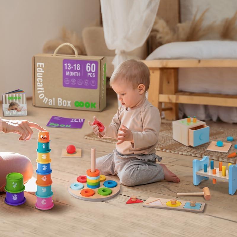 TOOKYLAND Set Educativo Montessori 6 en 1 para Niños 13-18 Meses