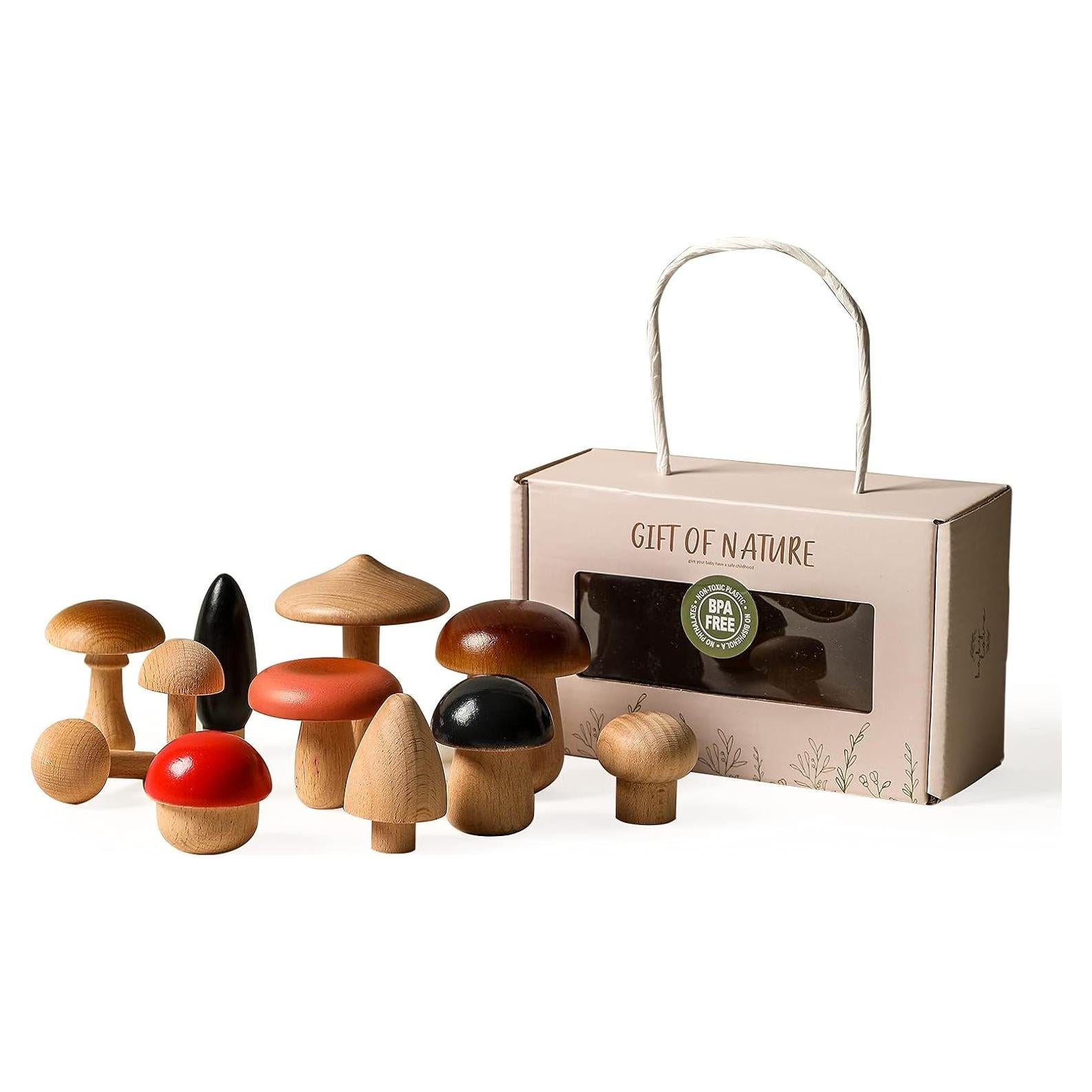 Juguetes de Apilamiento de Madera Promise Babe - 11 Pcs Hongo