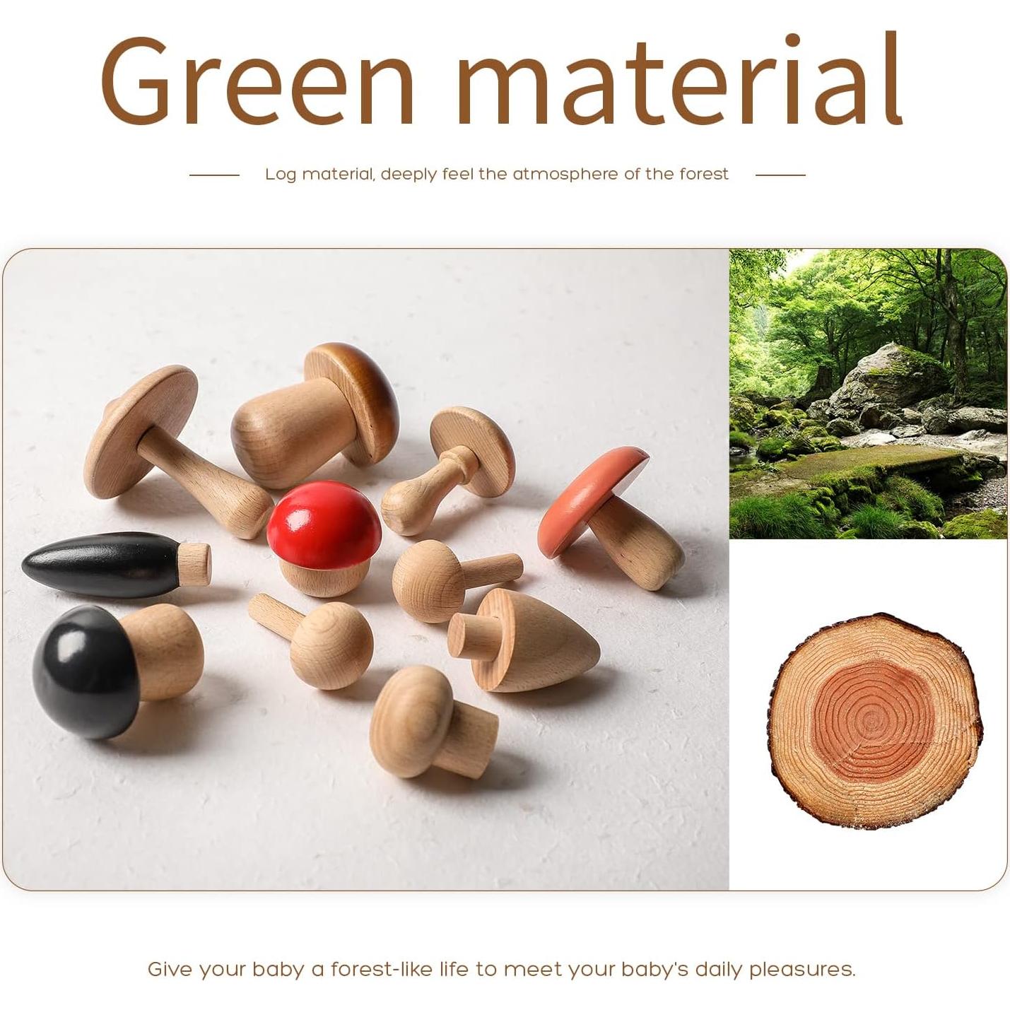 Juguetes de Apilamiento de Madera Promise Babe - 11 Pcs Hongo