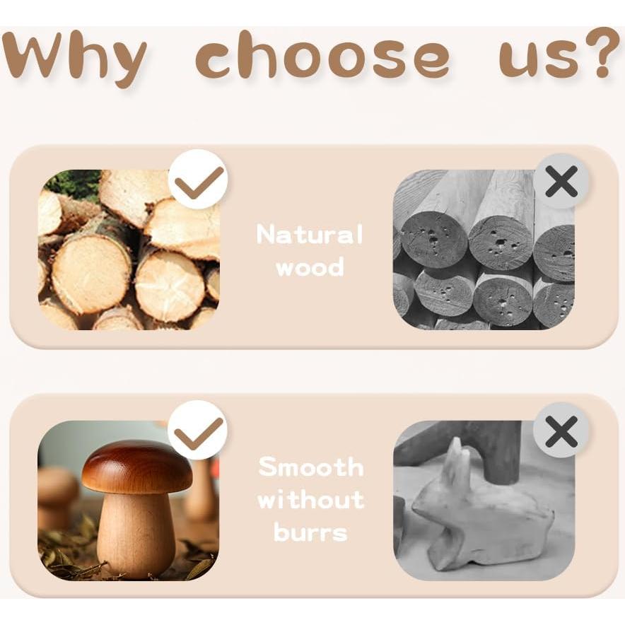 Juguetes de Apilamiento de Madera Promise Babe - 11 Pcs Hongo