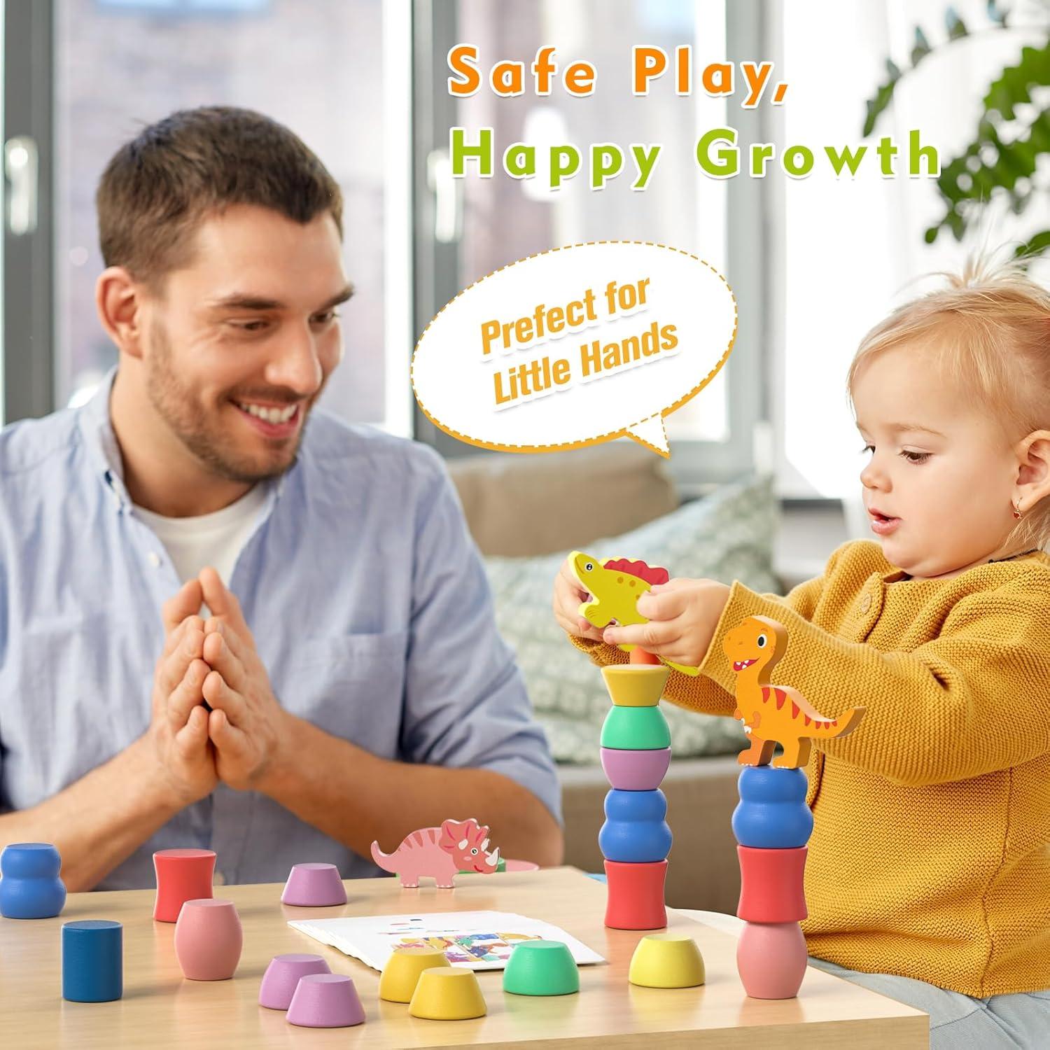 Juguetes Montessori Dinosaurios de Madera para Niños 1-4 Años