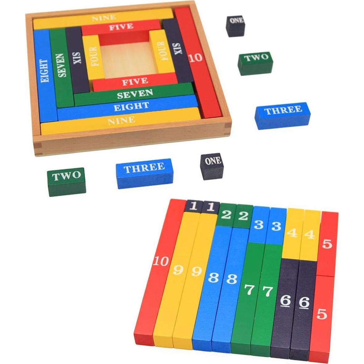 Materiales Montessori de Matemáticas Mfumyy - Varillas Numéricas de Madera