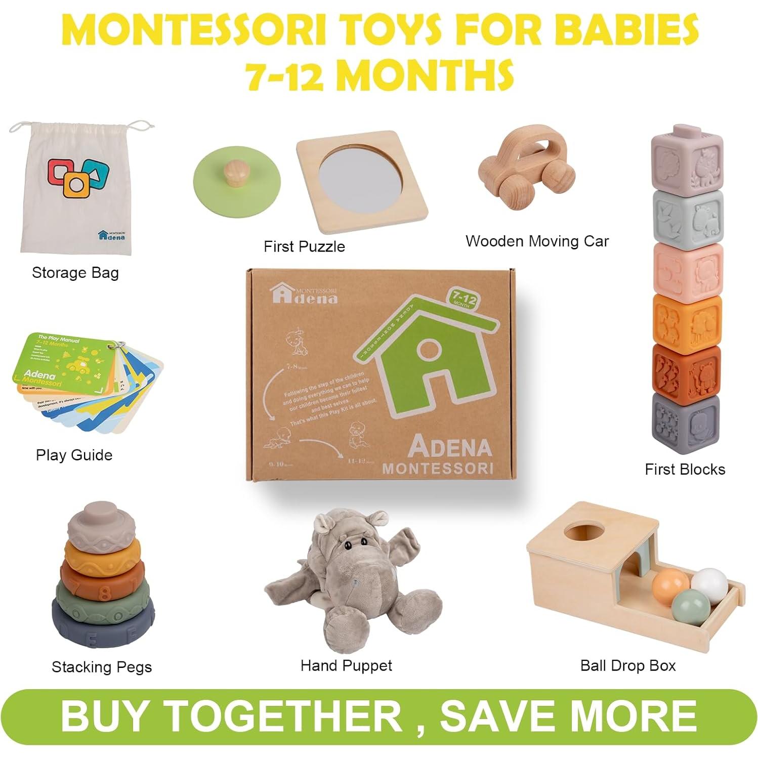 Kit de Juego Adena Montessori 6 en 1 para Bebé 7-12 Meses