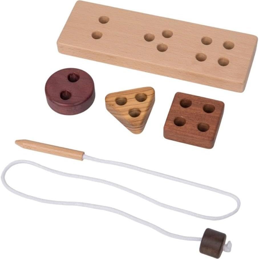 Juguete de Enhebrado de Madera Montessori 3 Formas 22x7.2 cm