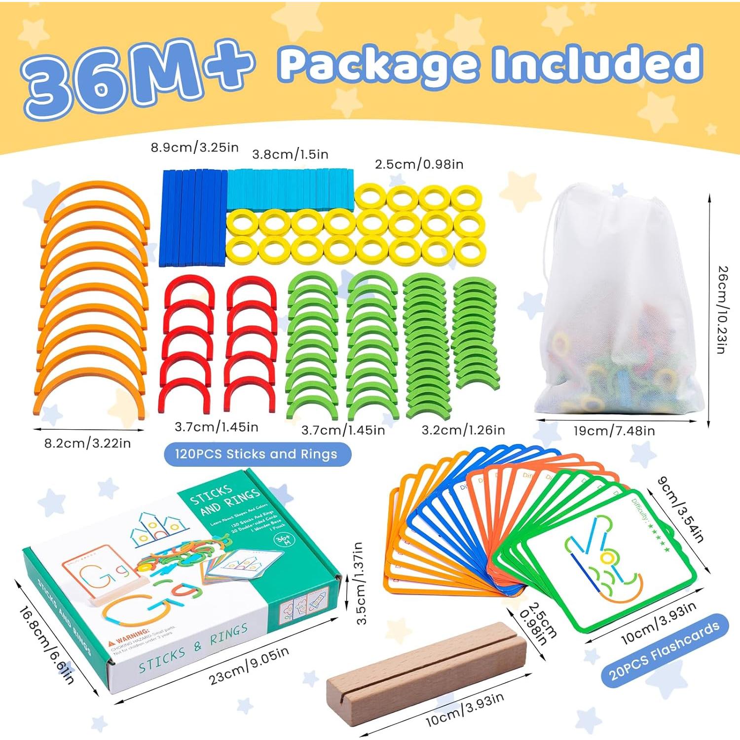 120 Piezas Bloques de Madera Pajojoqa para Niños 3+ Años