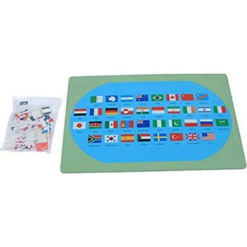 Mapa del Mundo con 36 Banderas Nacionales Montessori