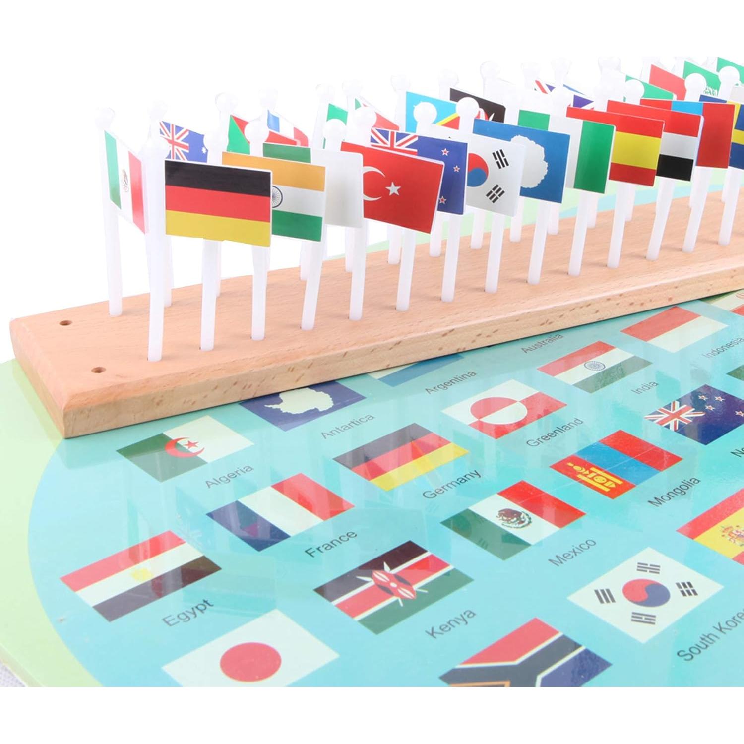 Mapa del Mundo con 36 Banderas Nacionales Montessori