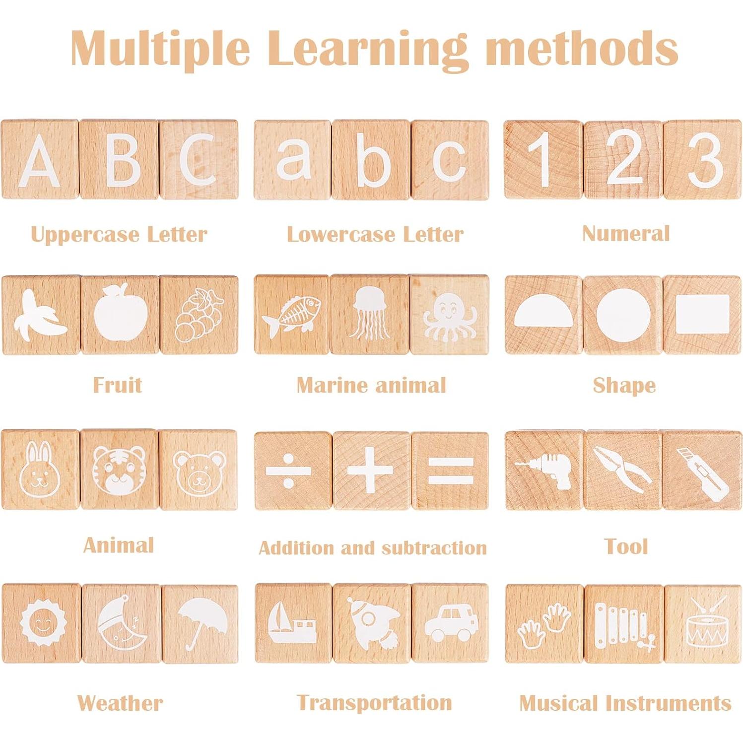 Bloques de Apilamiento de Letras AXEARTE - 26 Bloques de Madera Educativos