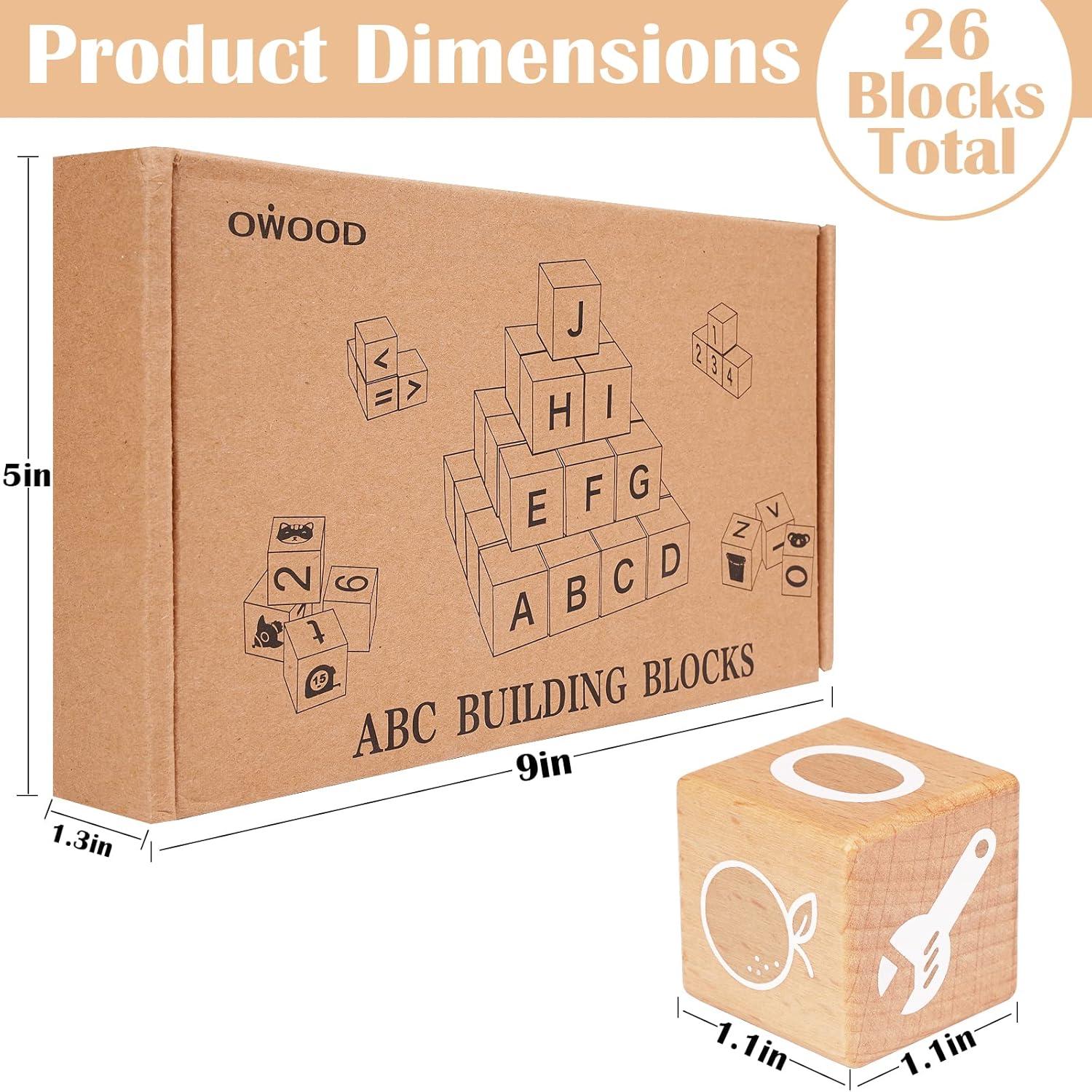 Bloques de Apilamiento de Letras AXEARTE - 26 Bloques de Madera Educativos