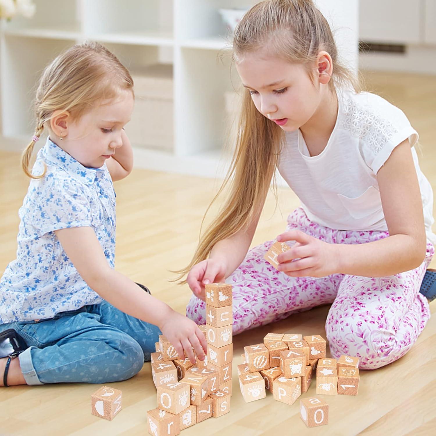 Bloques de Apilamiento de Letras AXEARTE - 26 Bloques de Madera Educativos
