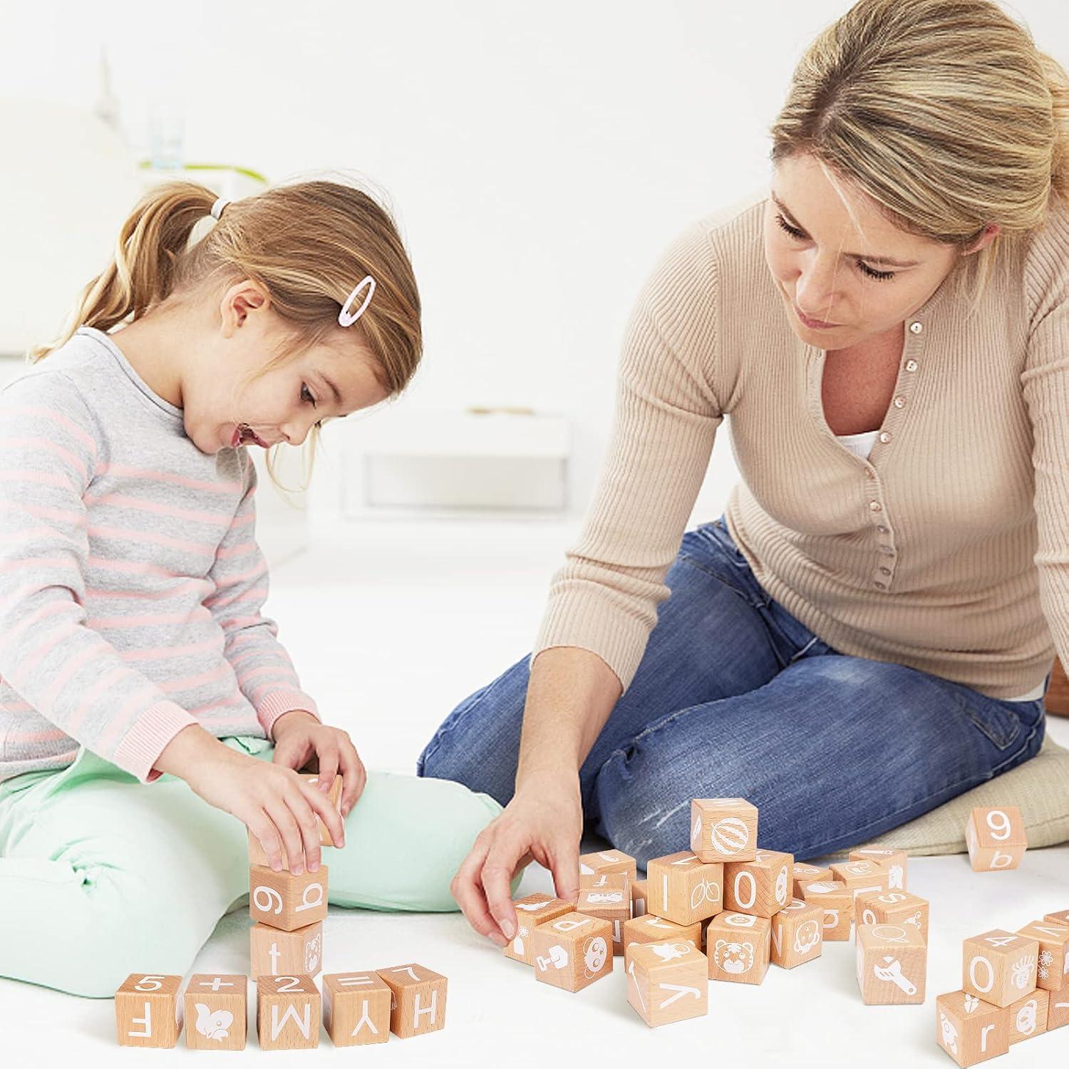 Bloques de Apilamiento de Letras AXEARTE - 26 Bloques de Madera Educativos