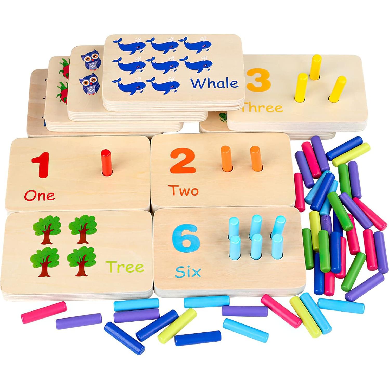 Bloques de Conteo Montessori MIKNEKE - Juguete Educativo de Madera