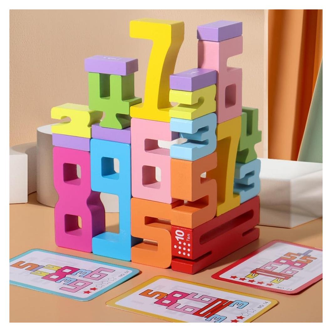 Juego de Bloques de Números de Madera Montessori 20 Piezas