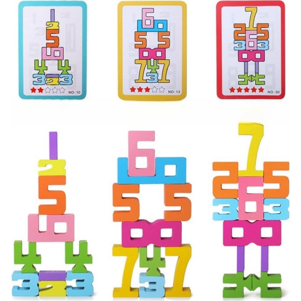 Juego de Bloques de Números de Madera Montessori 20 Piezas