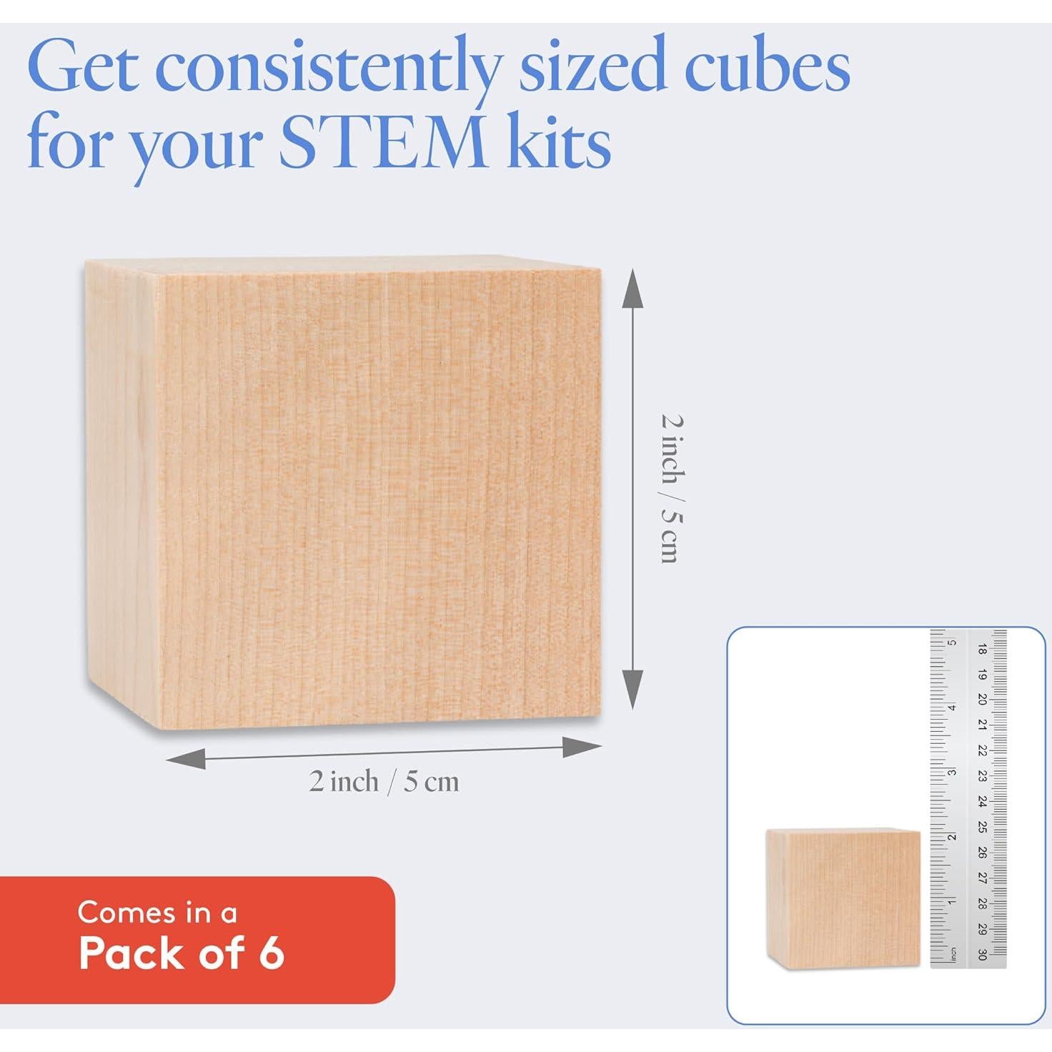 Cubos de Madera DIY 5.08 cm - Paquete de 6 Woodpeckers