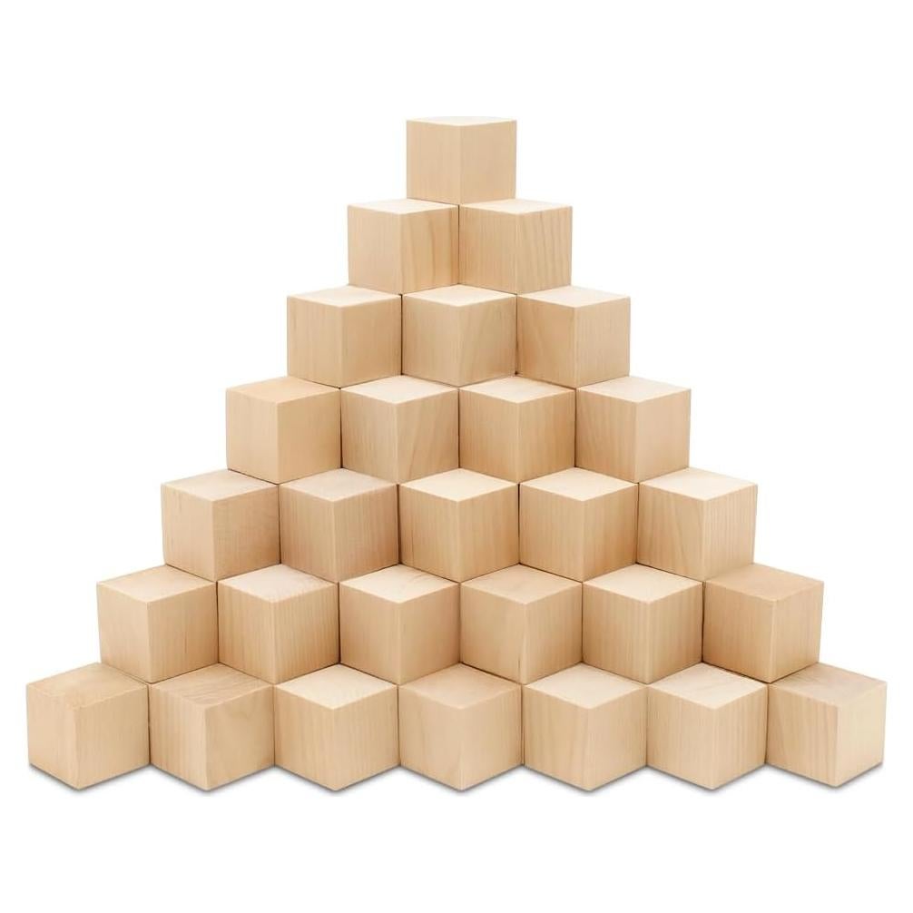 Cubos de Madera Sin Terminar 24 Piezas 3.81 cm Woodpeckers