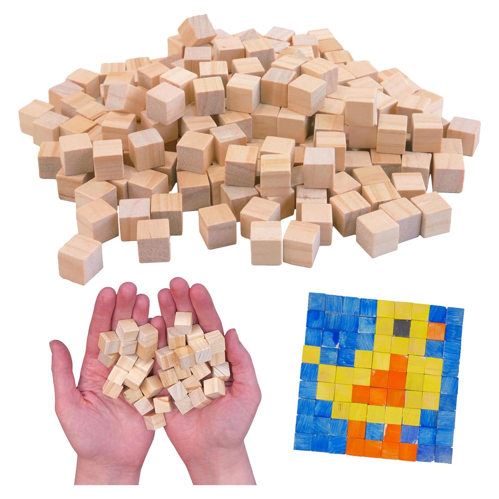 Bloques de Madera para Manualidades Invenciones STEM 200 Piezas 15mm