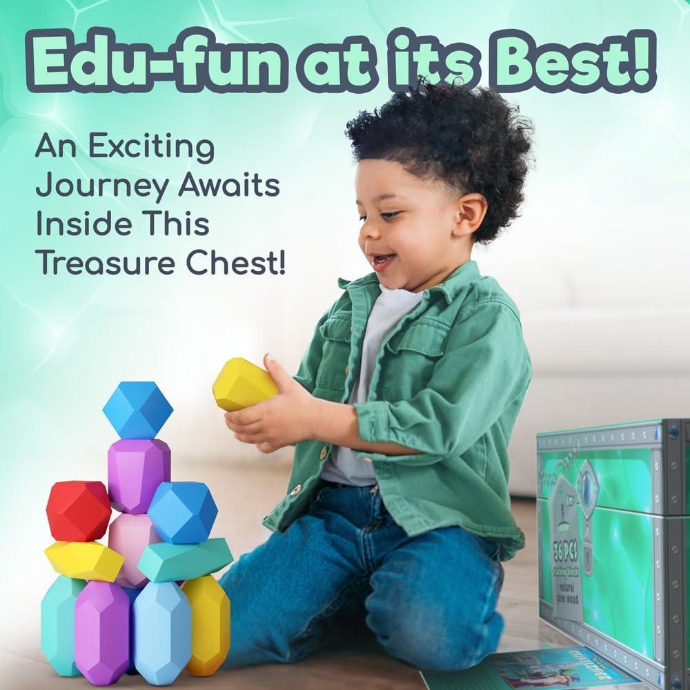 Bloques de Apilamiento de Madera Montessori - Juguetes Seguros para Niños