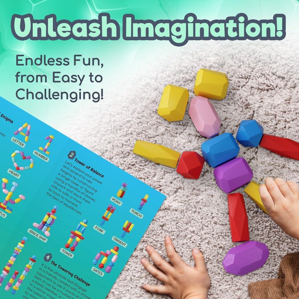 Bloques de Apilamiento de Madera Montessori - Juguetes Seguros para Niños