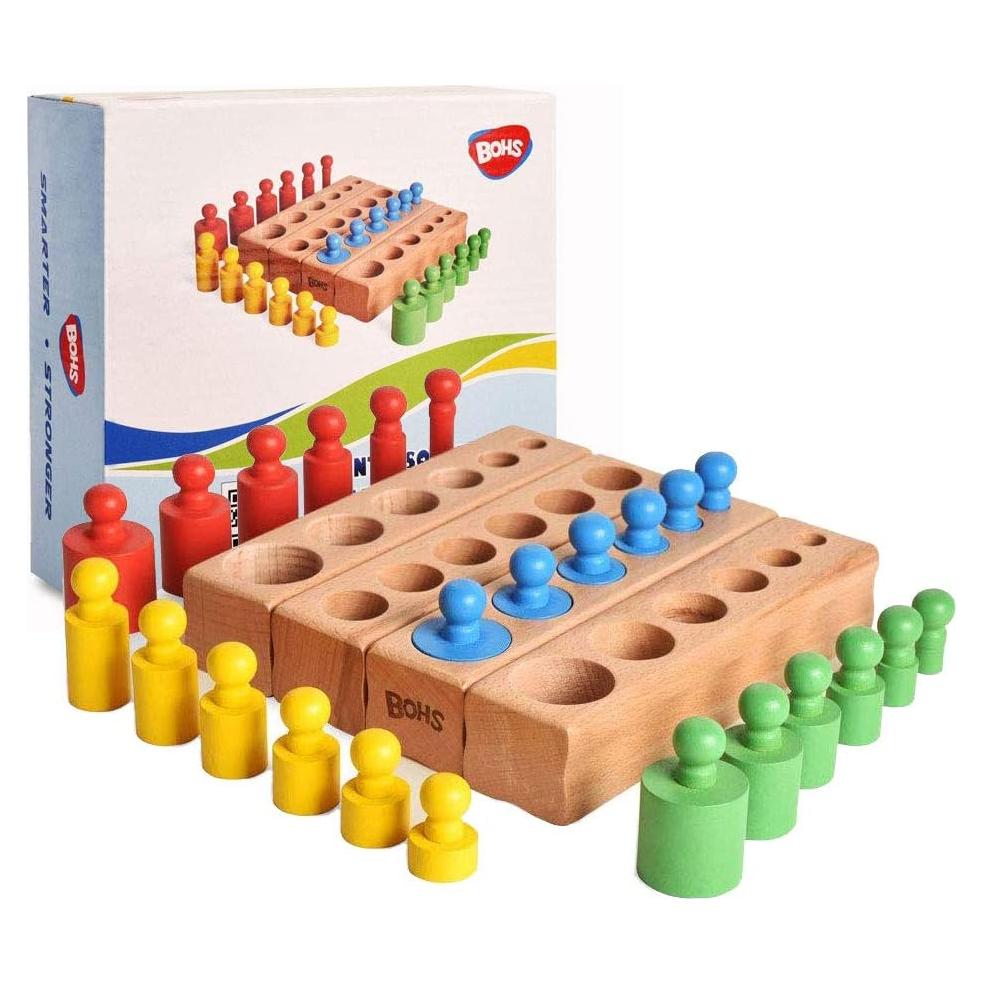 Bloques de Cilindros con Perillas BOHS Montessori - 6 Piezas - 17 cm